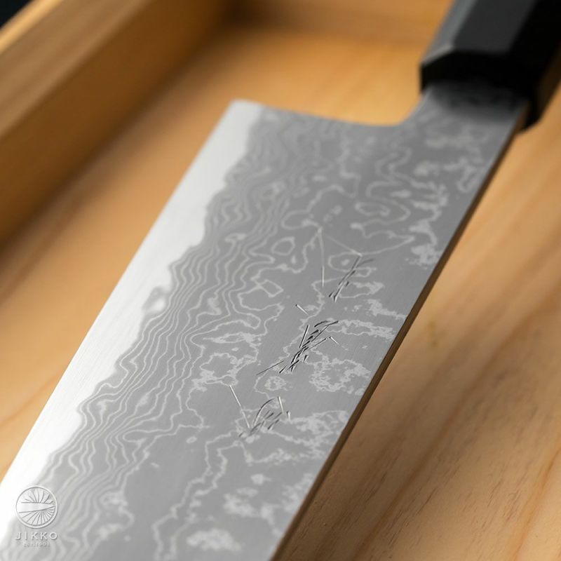 Jikko Blue #2 Damascus Kiritsuke Gyuto - Kamimoto UK & Global